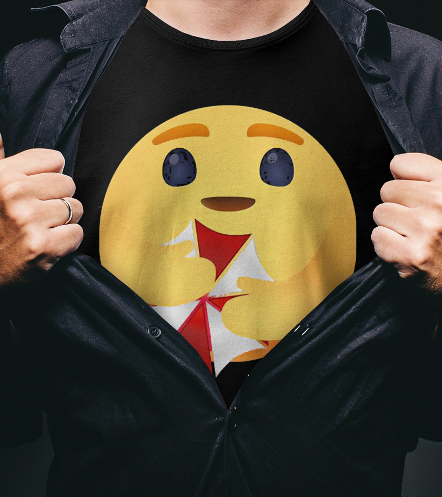 Facebook Care Emoji Embrace With Red Parasol T-Shirt