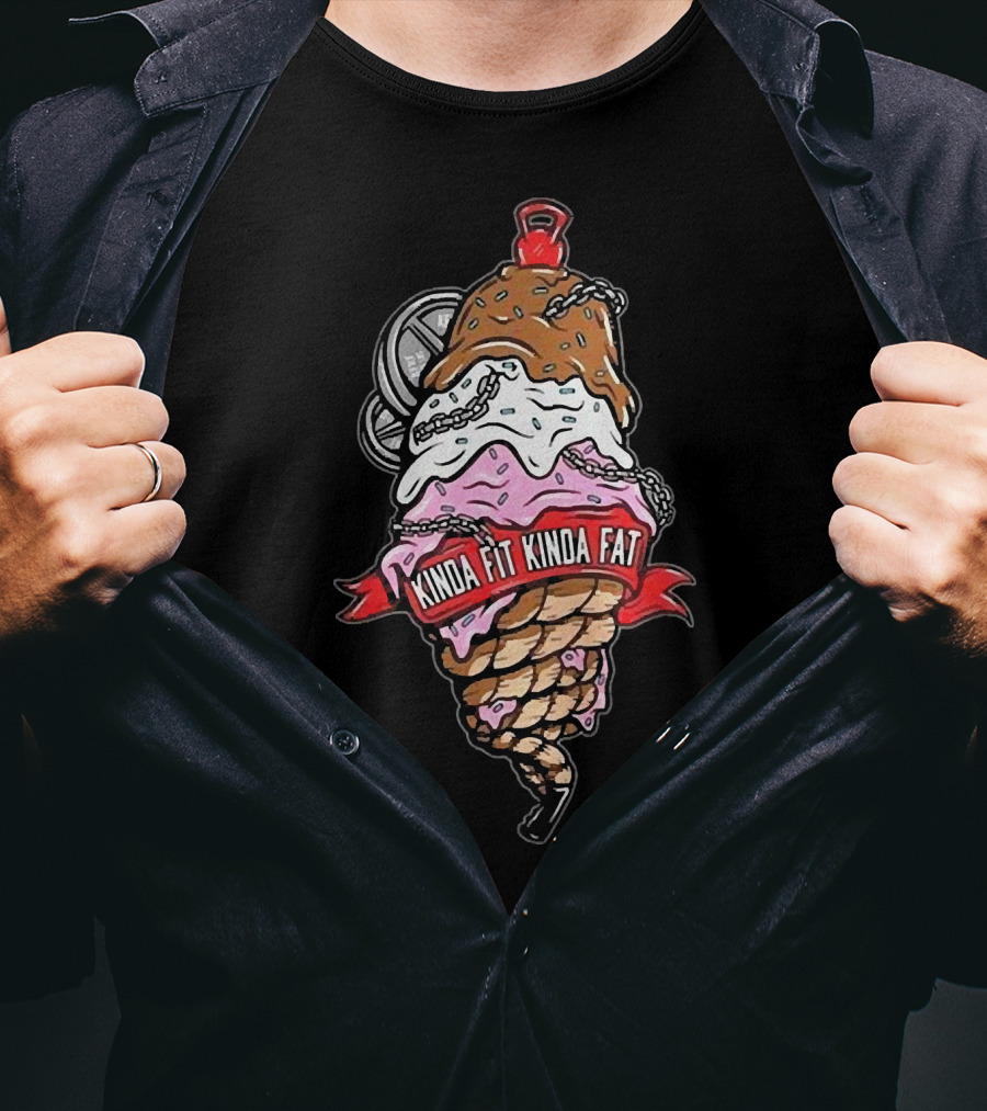 Hafthor Bjornsson Kinda Fit Kinda Fat Ice Cream Weightlifting Chains T-Shirt