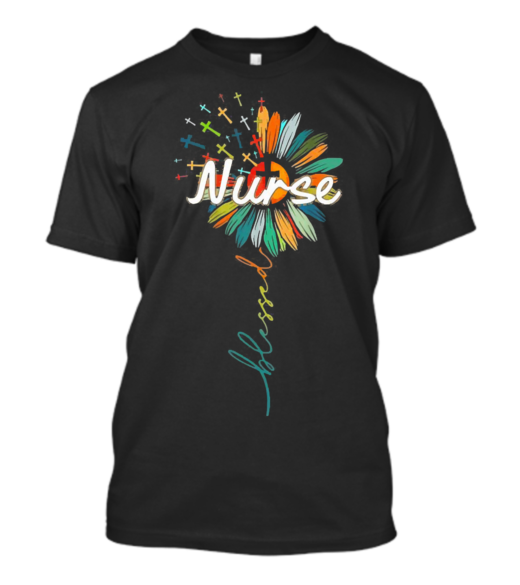 Nurse Blessed Cross Sunflower T-Shirt