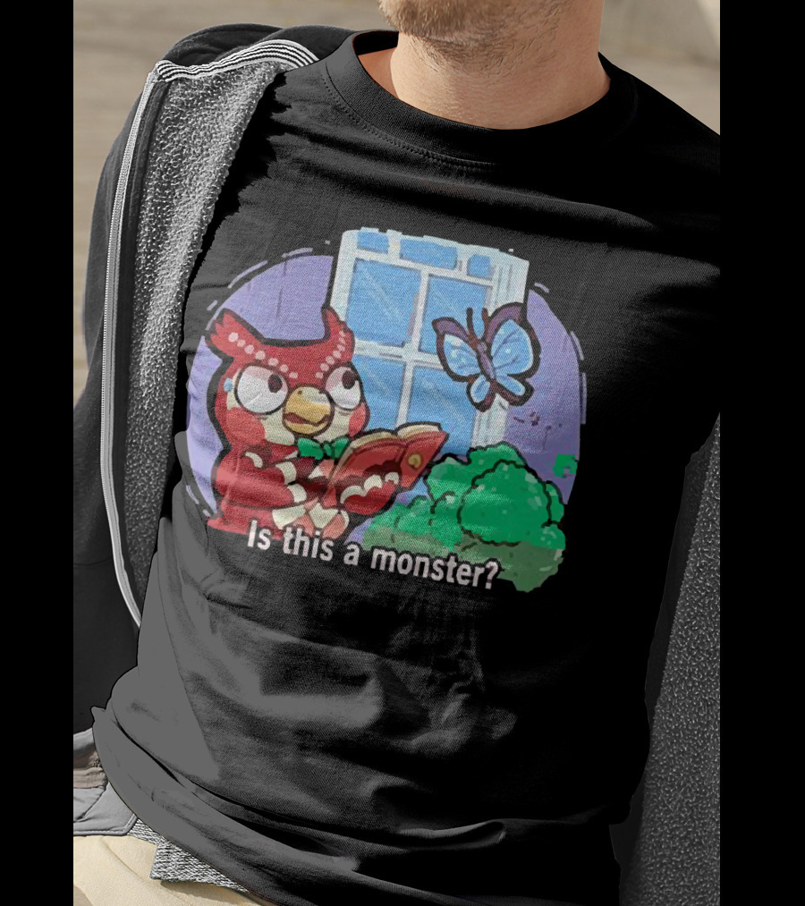 Owl Is This A Monster With Book And Butterfly By Window T-Shirt