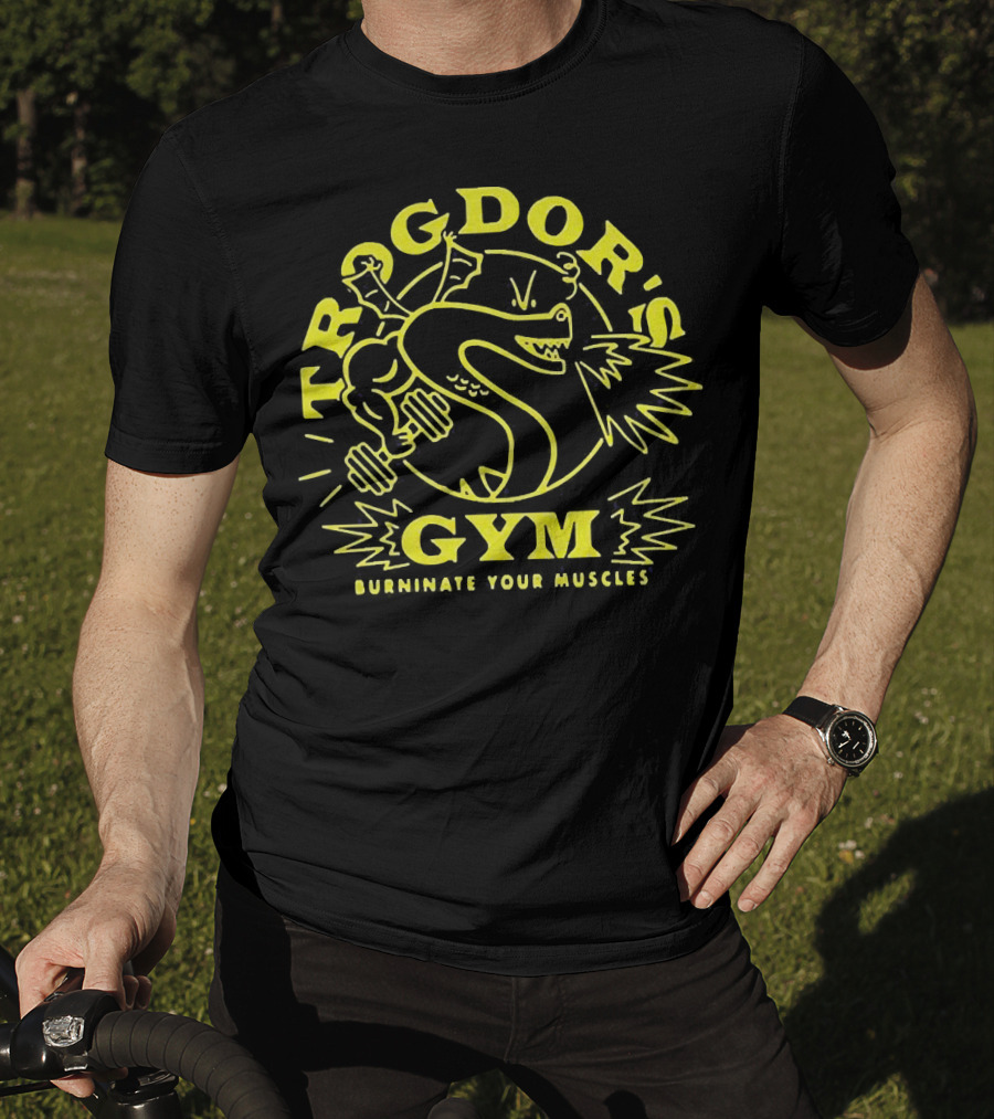 Trogdor's Gym Burninate Your Muscles Buff Dragon With Dumbbells T-Shirt