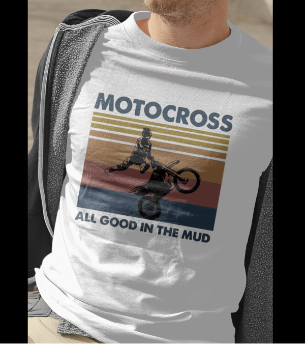 Motocross All Good In The Mud Retro Rider Stripes T-Shirt