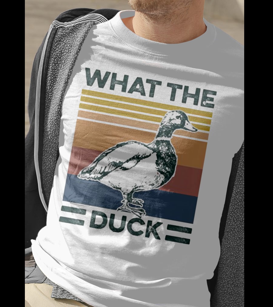 What The Duck Vintage Style Retro Stripes Duck Image T-Shirt