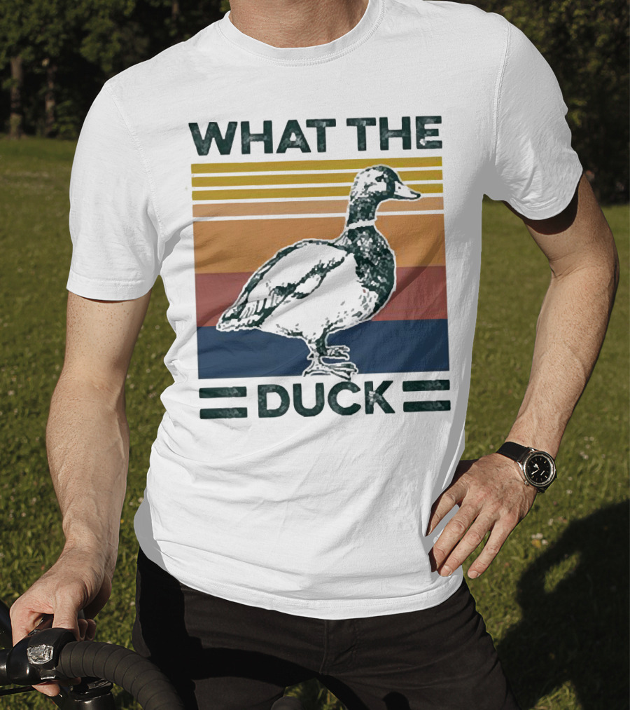 What The Duck Vintage Style Retro Stripes Duck Image T-Shirt