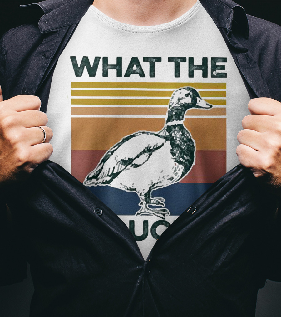 What The Duck Vintage Style Retro Stripes Duck Image T-Shirt