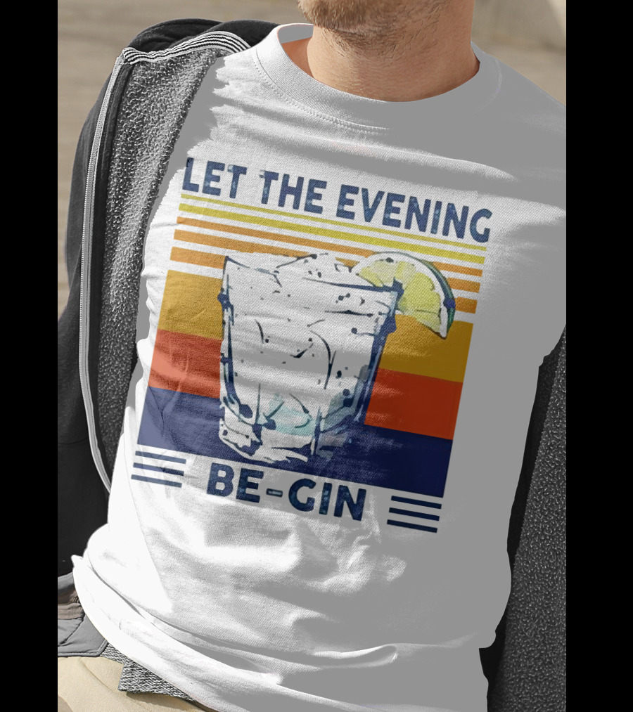 Let The Evening Be-Gin Retro Cocktail Glass And Lime T-Shirt
