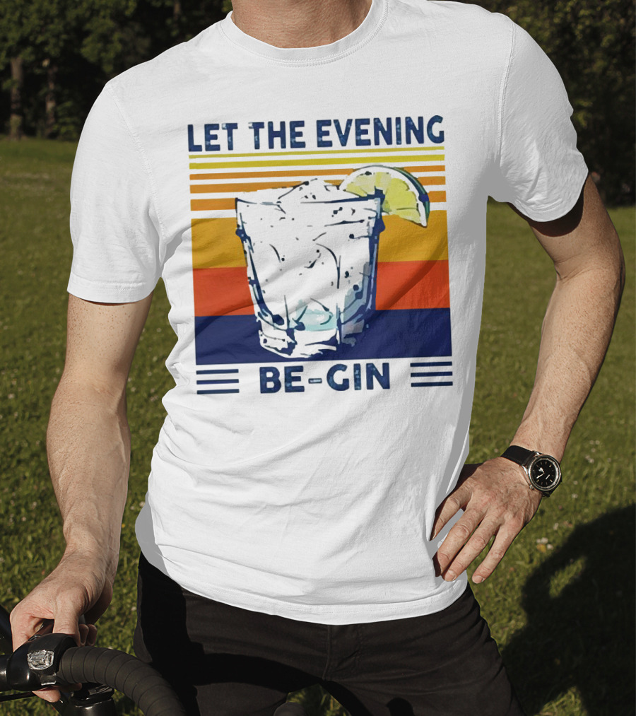 Let The Evening Be-Gin Retro Cocktail Glass And Lime T-Shirt