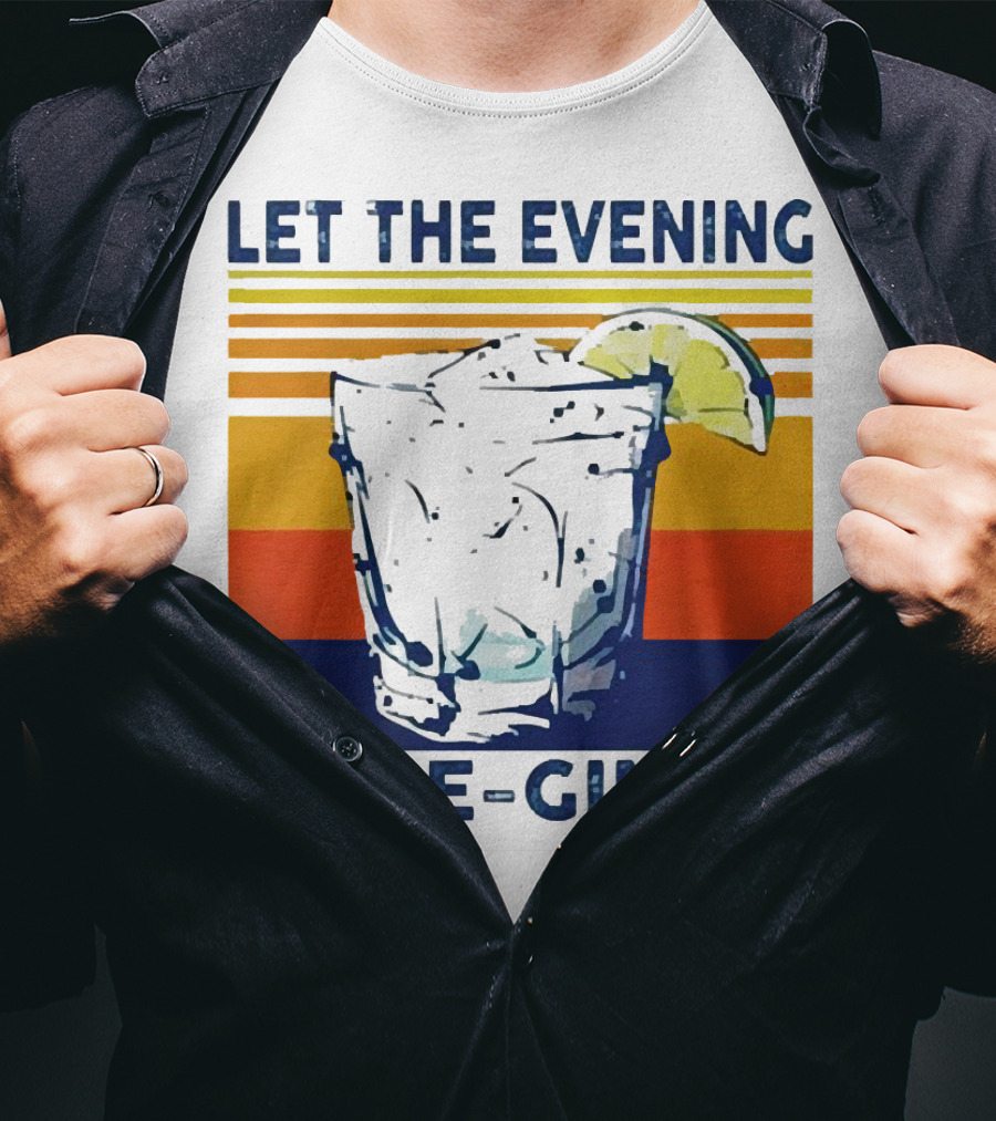 Let The Evening Be-Gin Retro Cocktail Glass And Lime T-Shirt