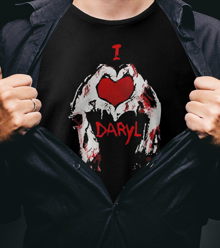 I Love Daryl The Walking Dead Zombie Heart Wings T-Shirt