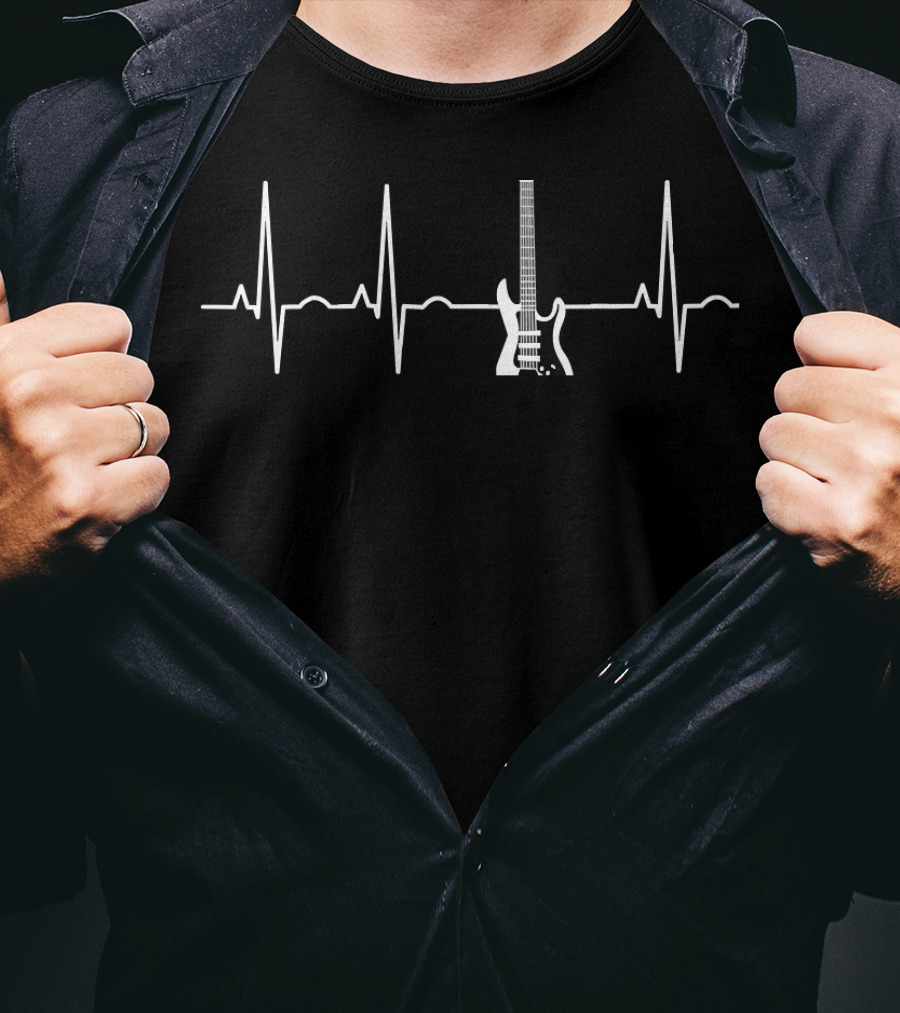 Electric Guitar Heartbeat Music Player T-Shirt