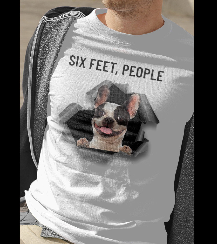 French Bulldog Breaking Through Six Feet People Ripper T-Shirt
