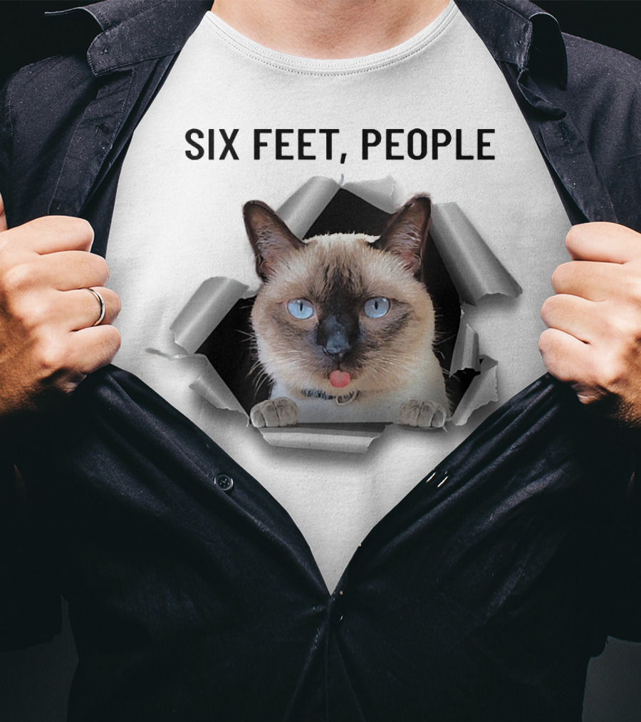 Siamese Cat Six Feet People Torn Ripper T-Shirt