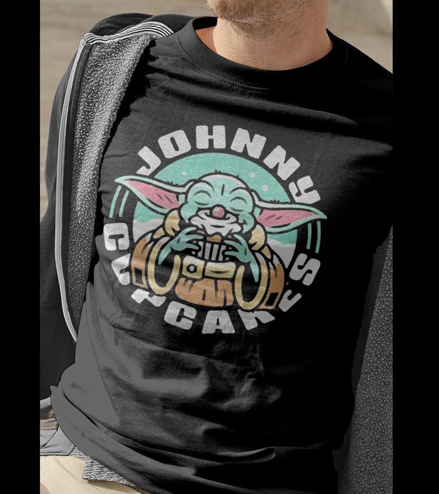 Johnny Cupcakes Baby Yoda Enjoying Cupcake T-Shirt