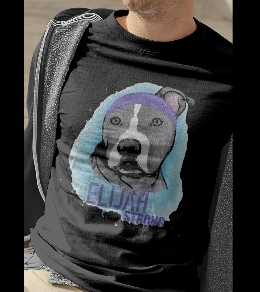 Elijah Strong Watercolor Dog Portrait In Purple Bandana T-Shirt