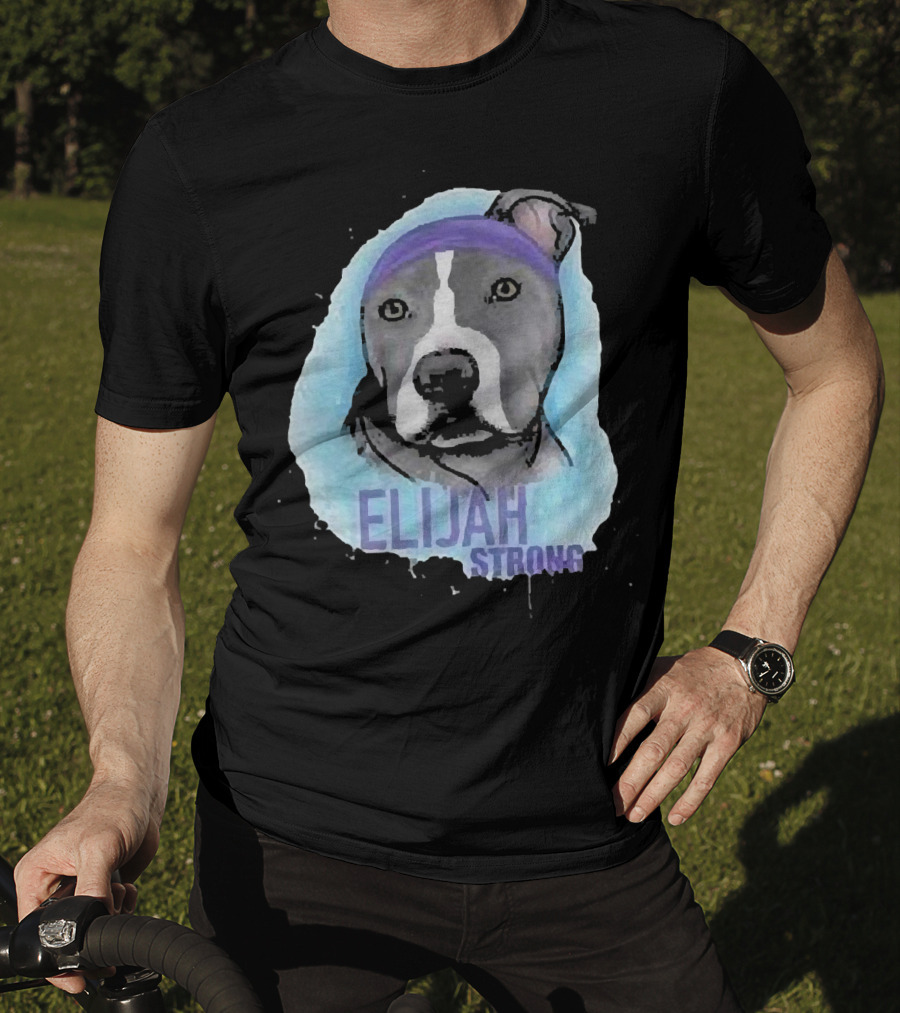 Elijah Strong Watercolor Dog Portrait In Purple Bandana T-Shirt