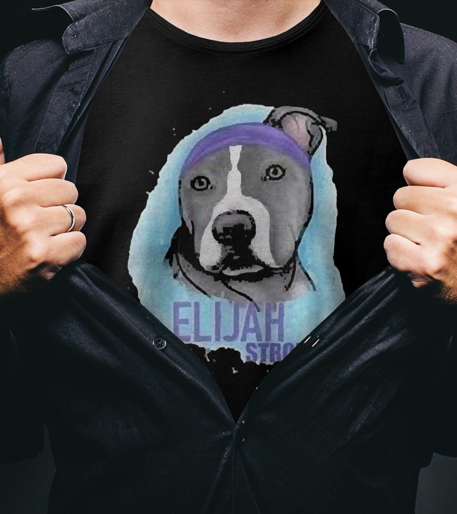Elijah Strong Watercolor Dog Portrait In Purple Bandana T-Shirt