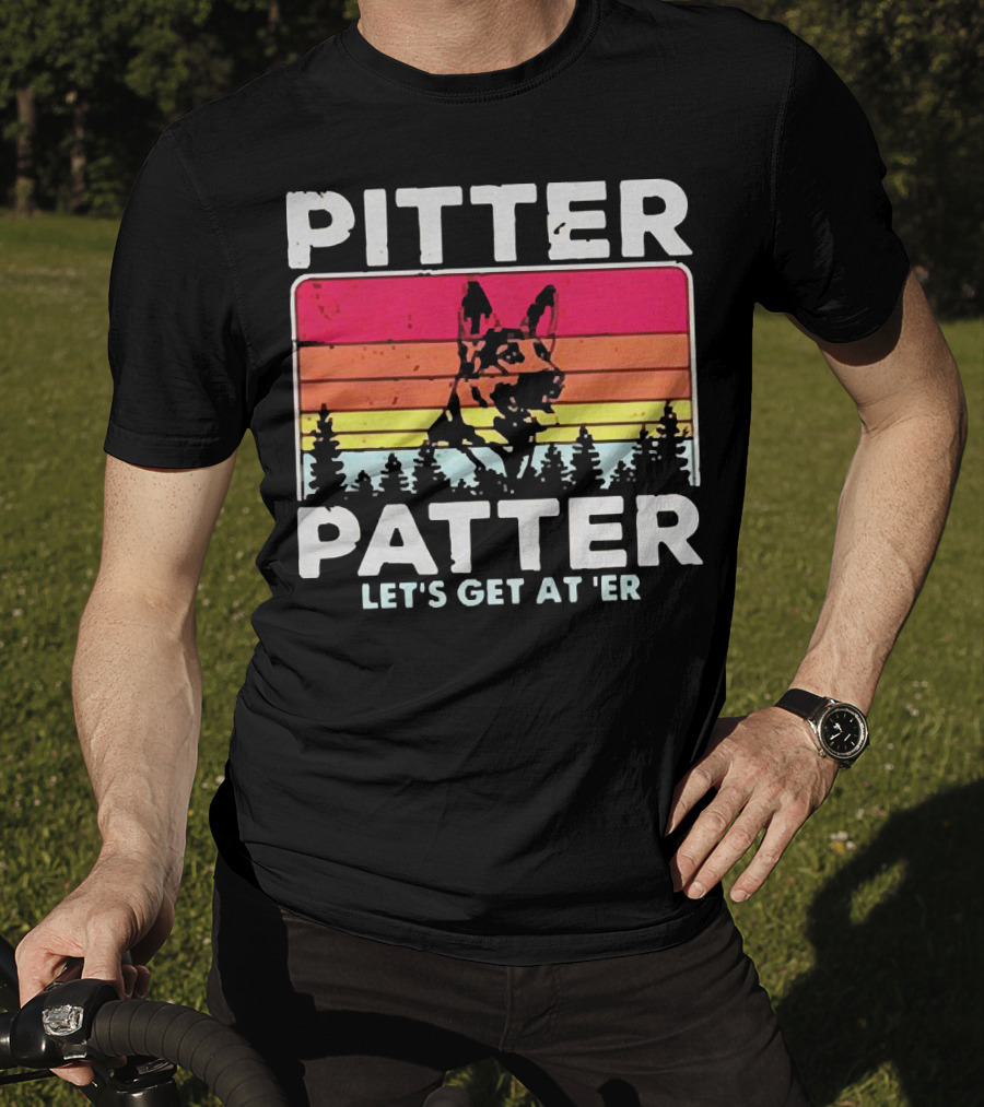 Pitter Patter German Shepherd Let's Get At 'Er Vintage Sunset Forest T-Shirt