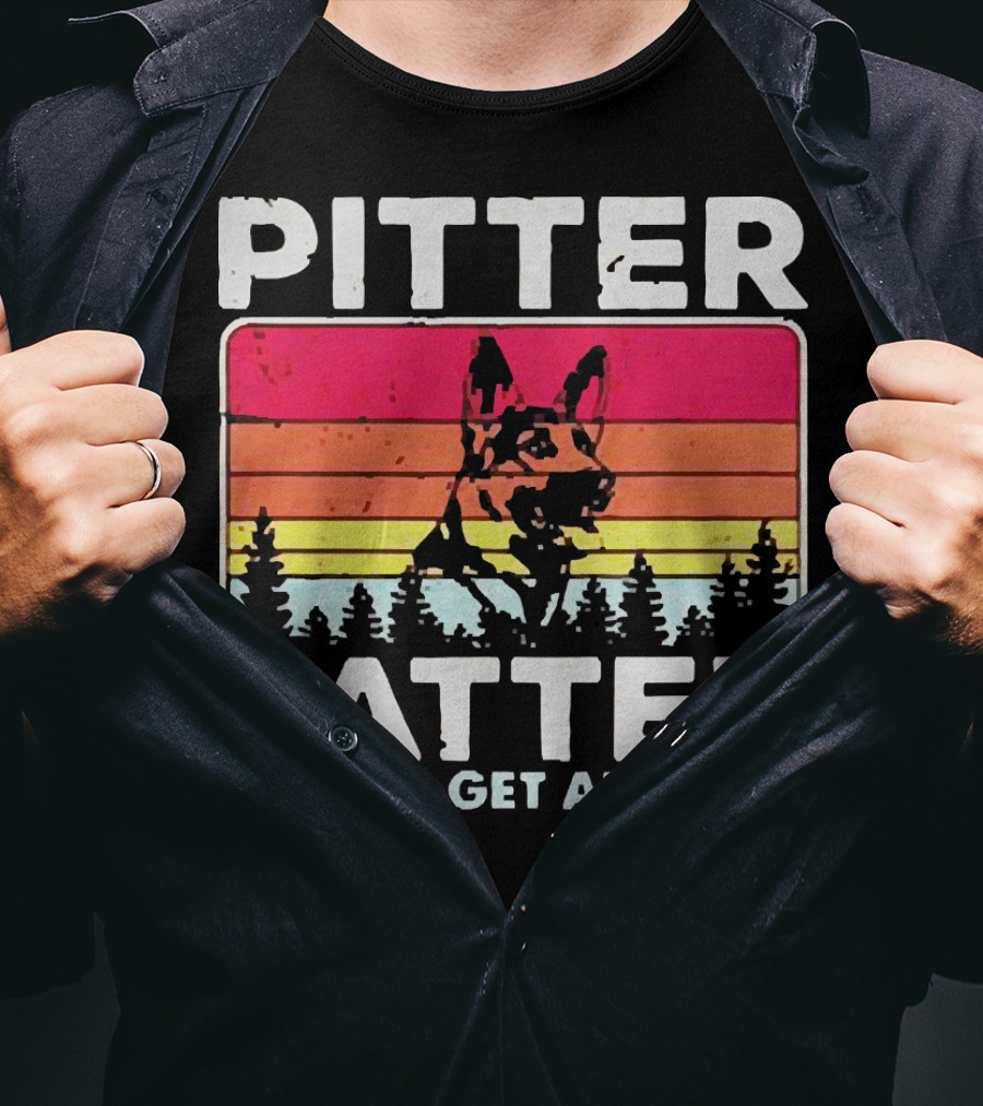 Pitter Patter German Shepherd Let's Get At 'Er Vintage Sunset Forest T-Shirt