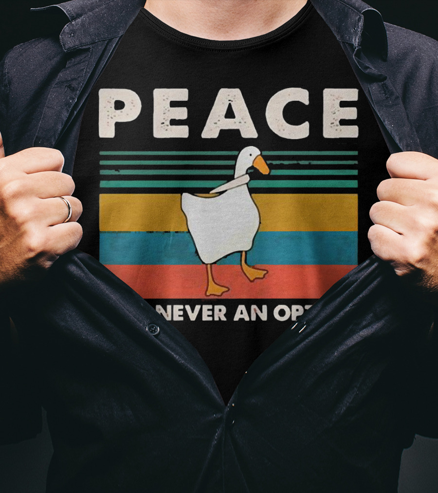 Peace Was Never An Option Goose Walking On Colorful Stripes T-Shirt