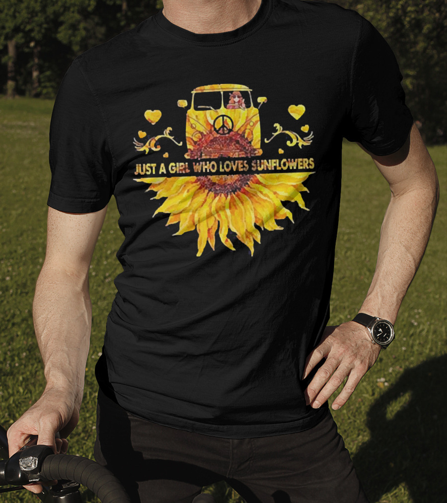 Just A Girl Who Loves Sunflowers Hippie Peace Car T-Shirt