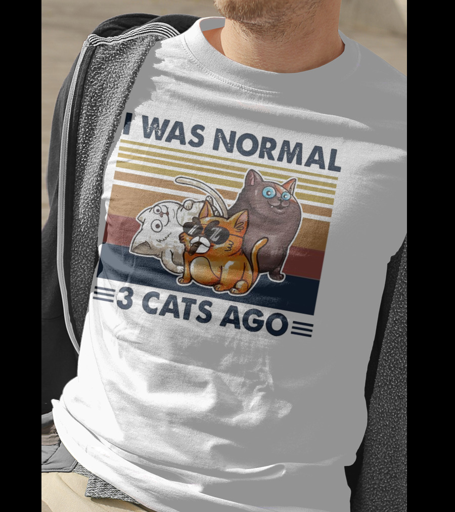 I Was Normal 3 Cats Ago Retro Style Black Version T-Shirt