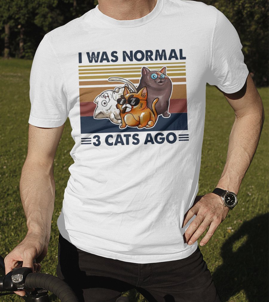 I Was Normal 3 Cats Ago Retro Style Black Version T-Shirt