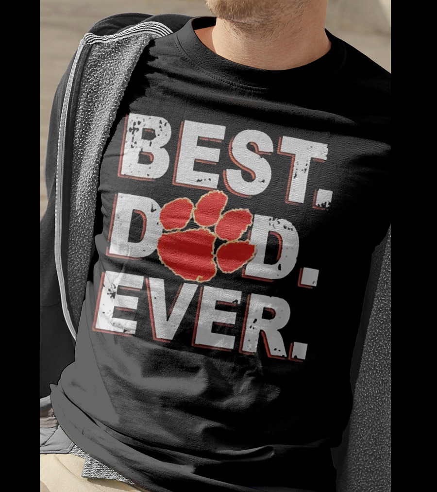 Best Dad Ever Clemson Paw Prints T-Shirt
