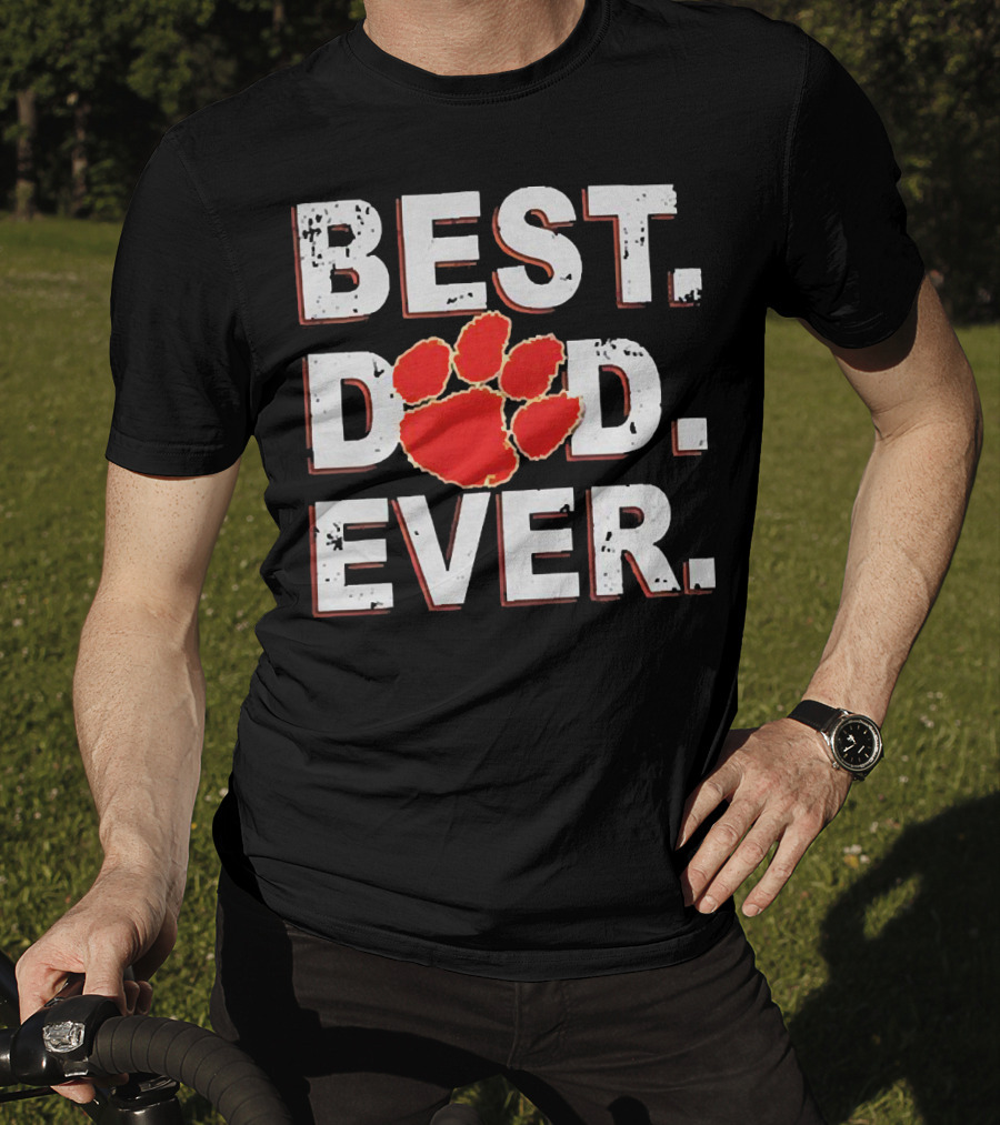 Best Dad Ever Clemson Paw Prints T-Shirt