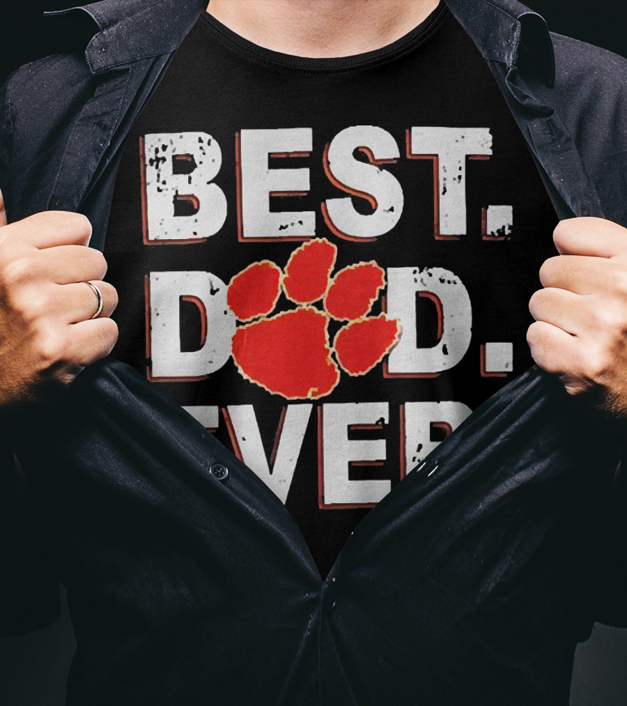Best Dad Ever Clemson Paw Prints T-Shirt