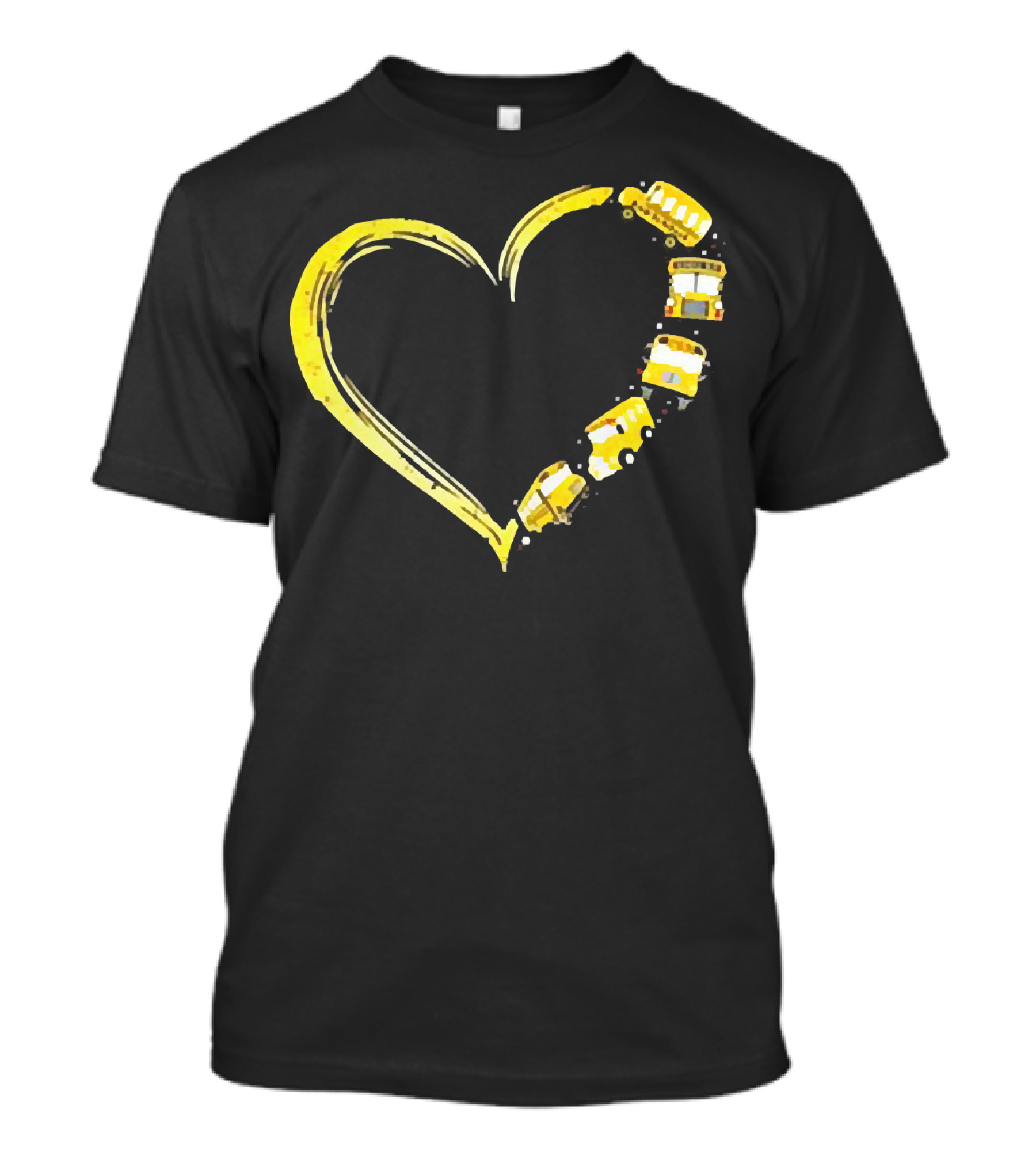 Heart-Shaped Yellow School Bus Journey Love Back To School T-Shirt