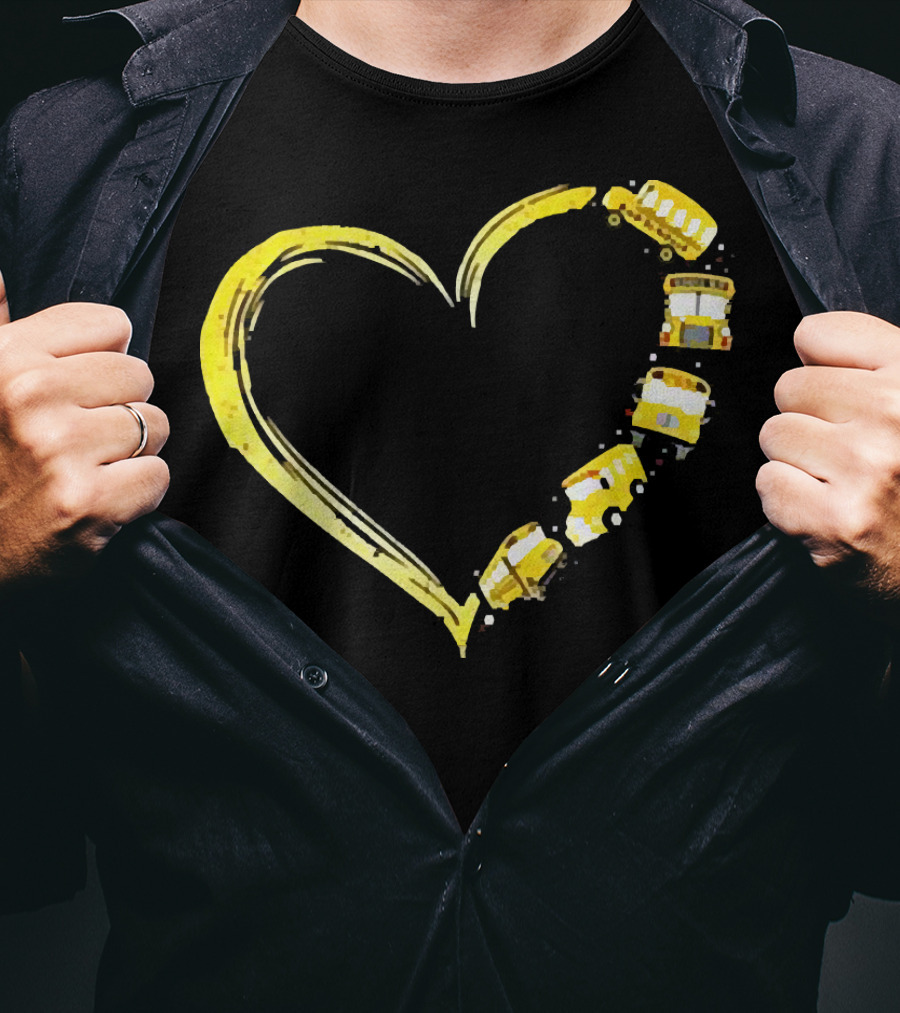 Heart-Shaped Yellow School Bus Journey Love Back To School T-Shirt