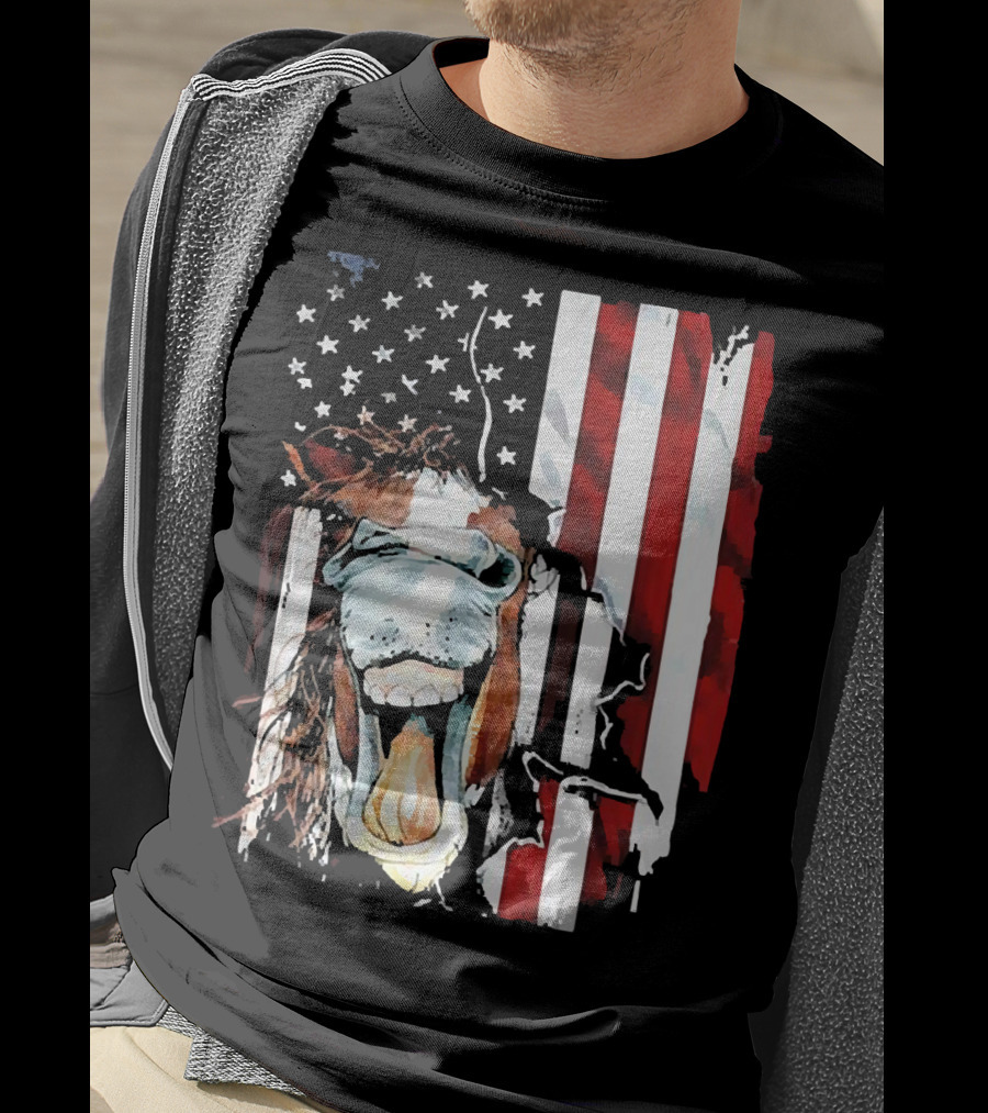 Horse Face American Flag Heritage T-Shirt