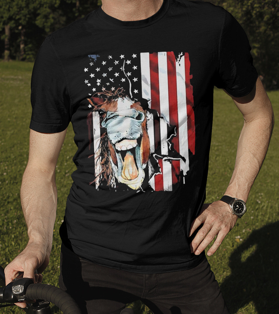 Horse Face American Flag Heritage T-Shirt