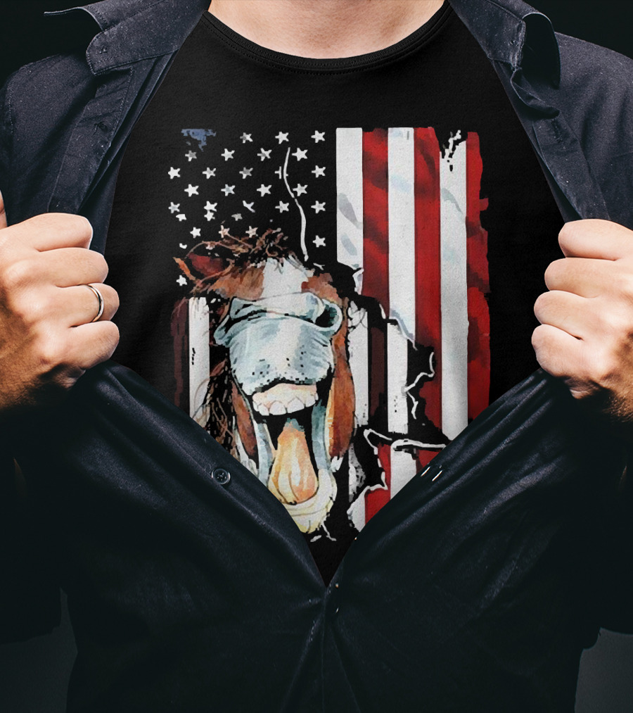 Horse Face American Flag Heritage T-Shirt