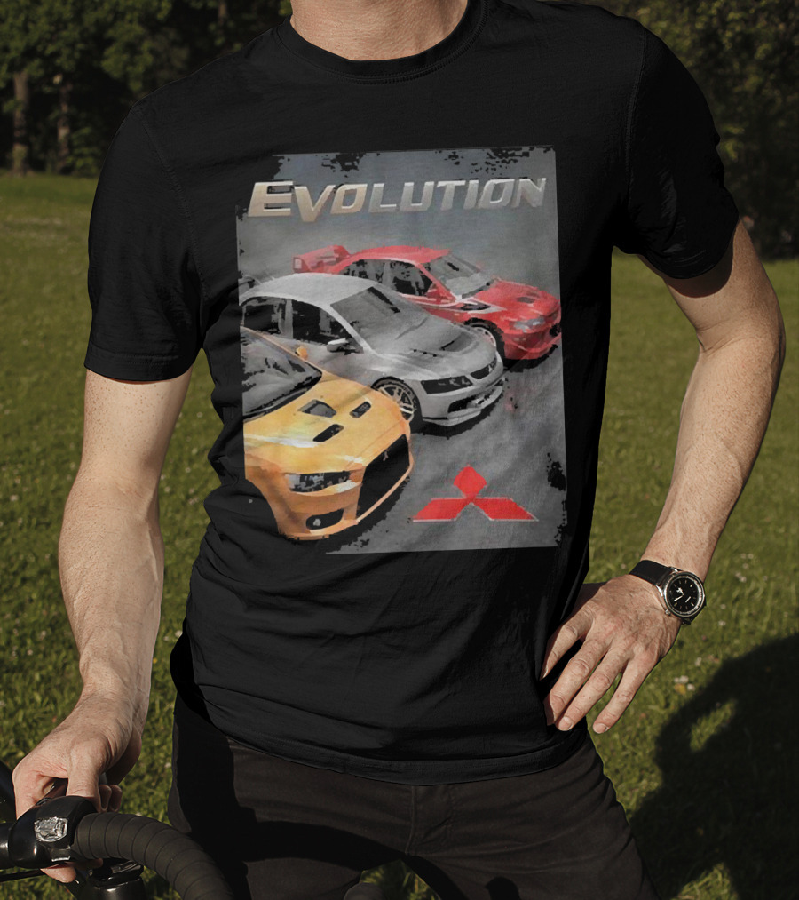 Mitsubishi Evolution Cars With Iconic Red T-Shirt