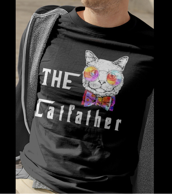 The Catfather Nerd Cat With Glasses And Bow T-Shirt