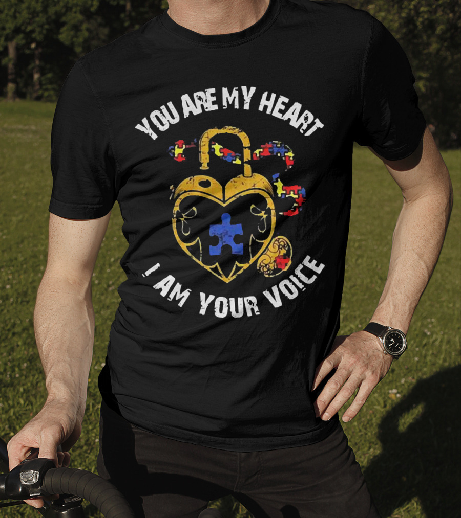 Autism Awareness Heart Lock With Puzzle Piece Connection: You Are My Heart I Am Your Voice T-Shirt