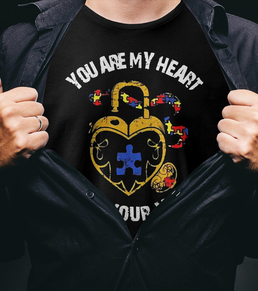 Autism Awareness Heart Lock With Puzzle Piece Connection: You Are My Heart I Am Your Voice T-Shirt