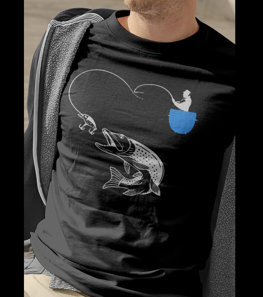 Fishing From The Pocket With A Giant Fish T-Shirt