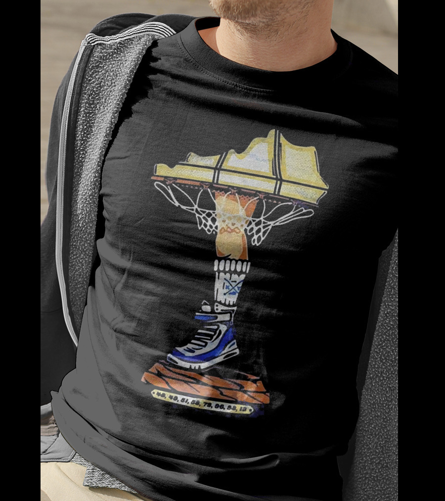 Kentucky Basketball Shoe Leg Lamp With State Map And Hoop T-Shirt