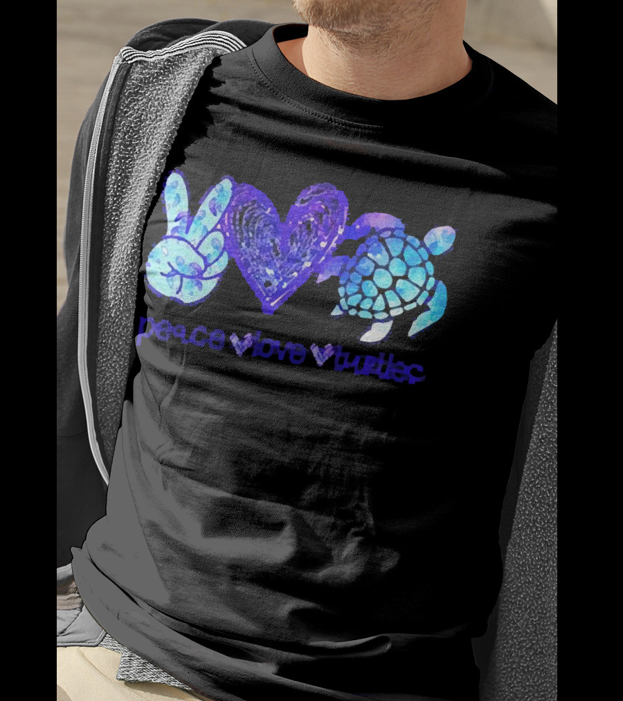 Peace Love Turtles Blue Tie-Dye T-Shirt