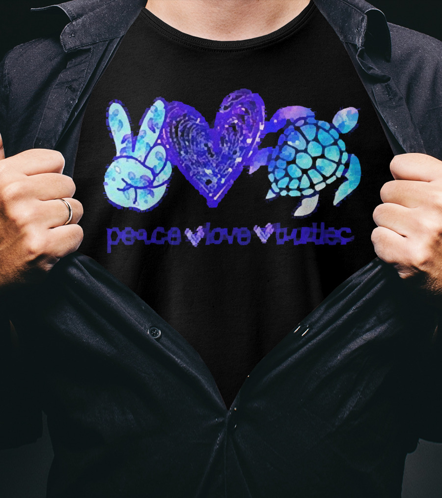 Peace Love Turtles Blue Tie-Dye T-Shirt