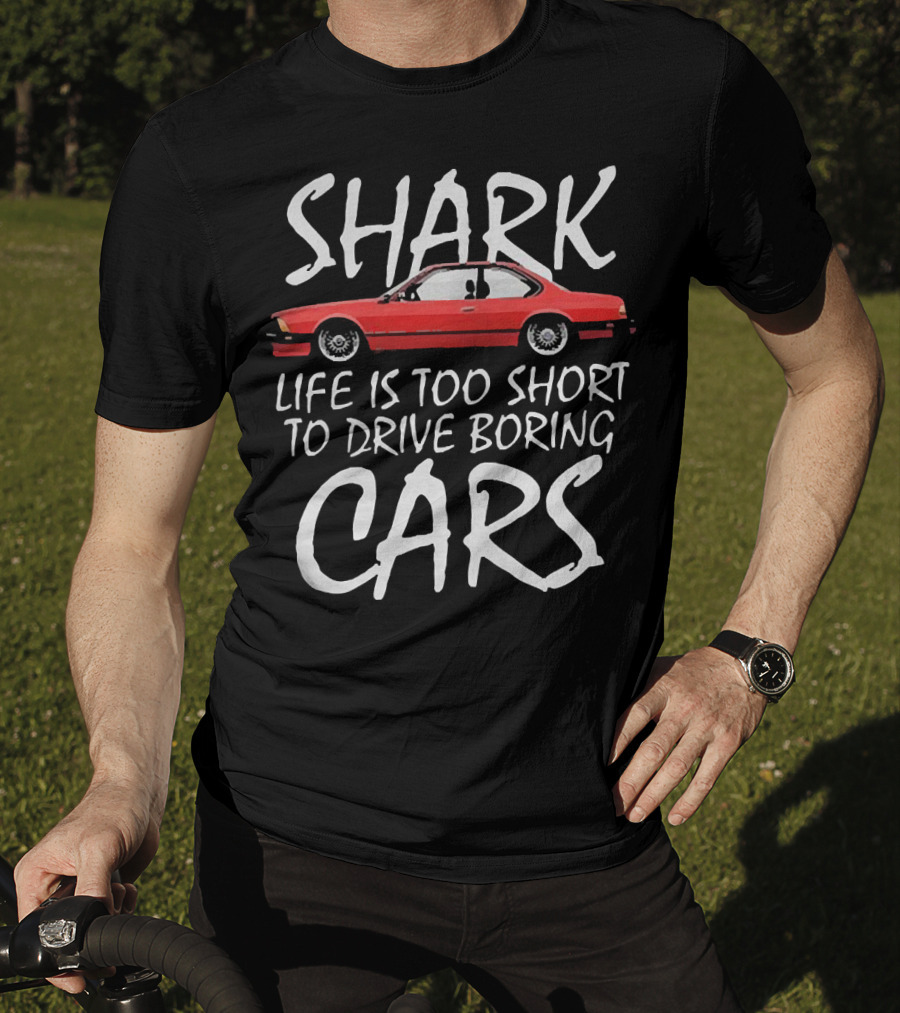 Shark Life Is Too Short To Drive Boring Cars Red Vintage Car T-Shirt