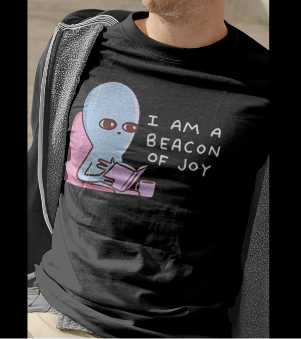 Strange Planet I Am A Beacon Of Joy Alien Reading Book With Coffee T-Shirt