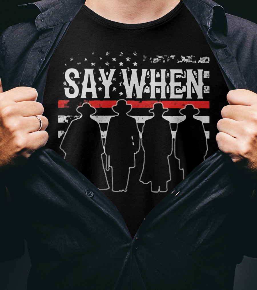 Say When Tombstone Silhouette American Flag T-Shirt