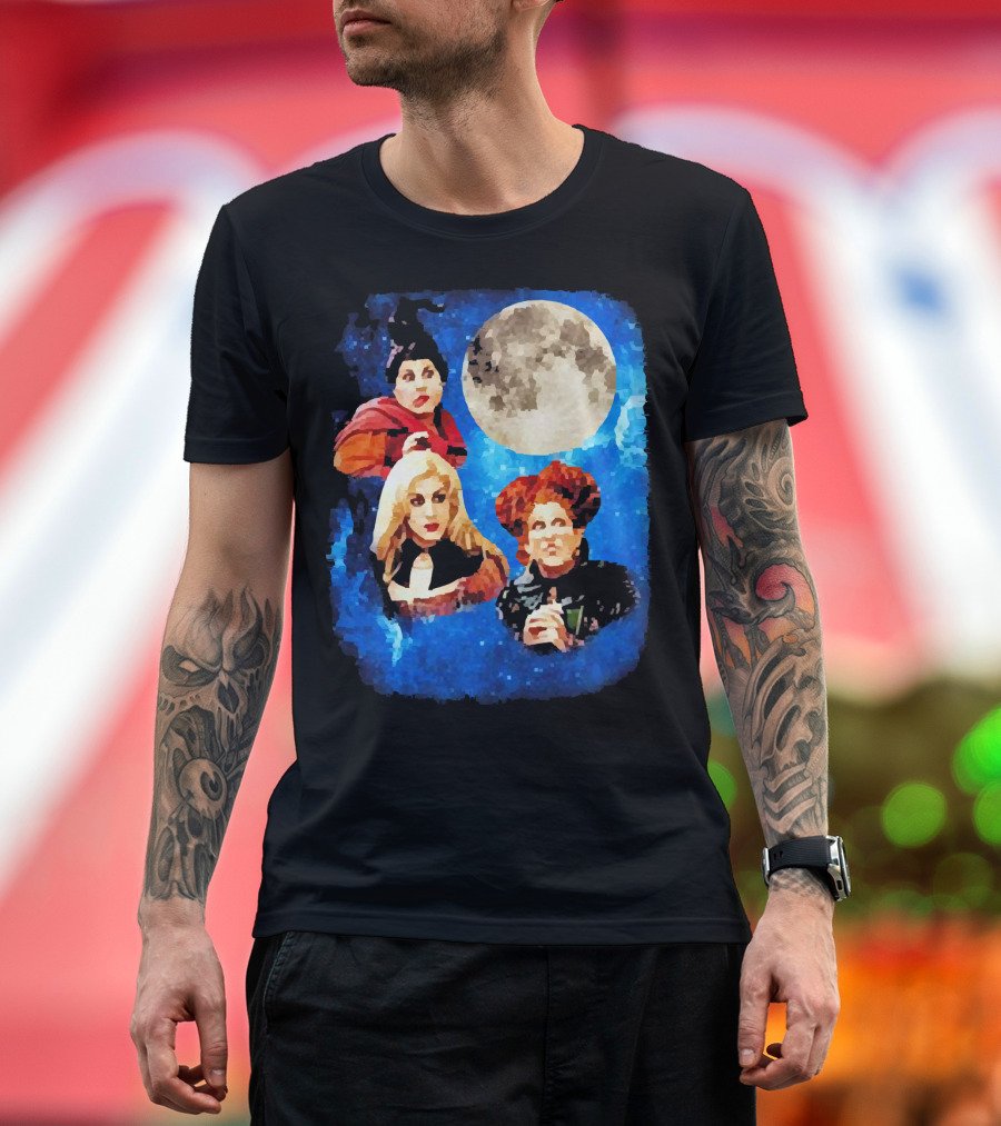 Three Hocus Pocus Moon Sanderson Sisters Night Sky T-Shirt