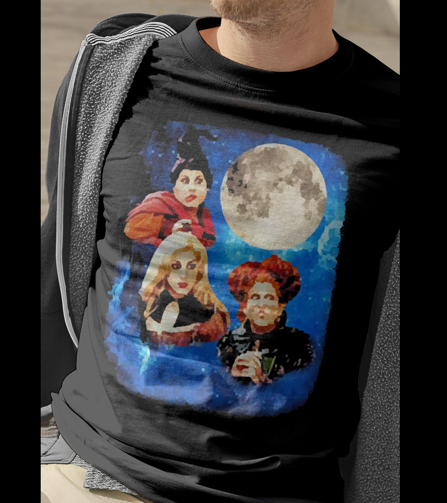 Three Hocus Pocus Moon Sanderson Sisters Night Sky T-Shirt