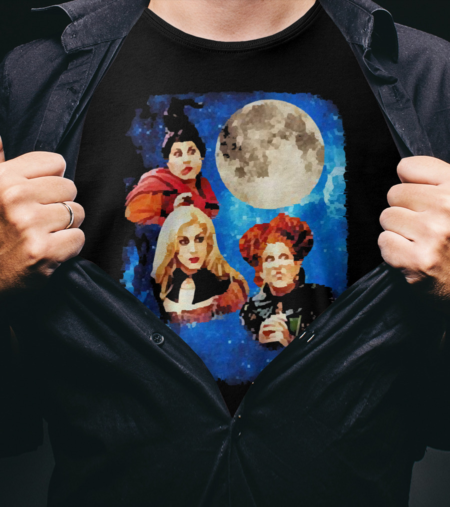 Three Hocus Pocus Moon Sanderson Sisters Night Sky T-Shirt