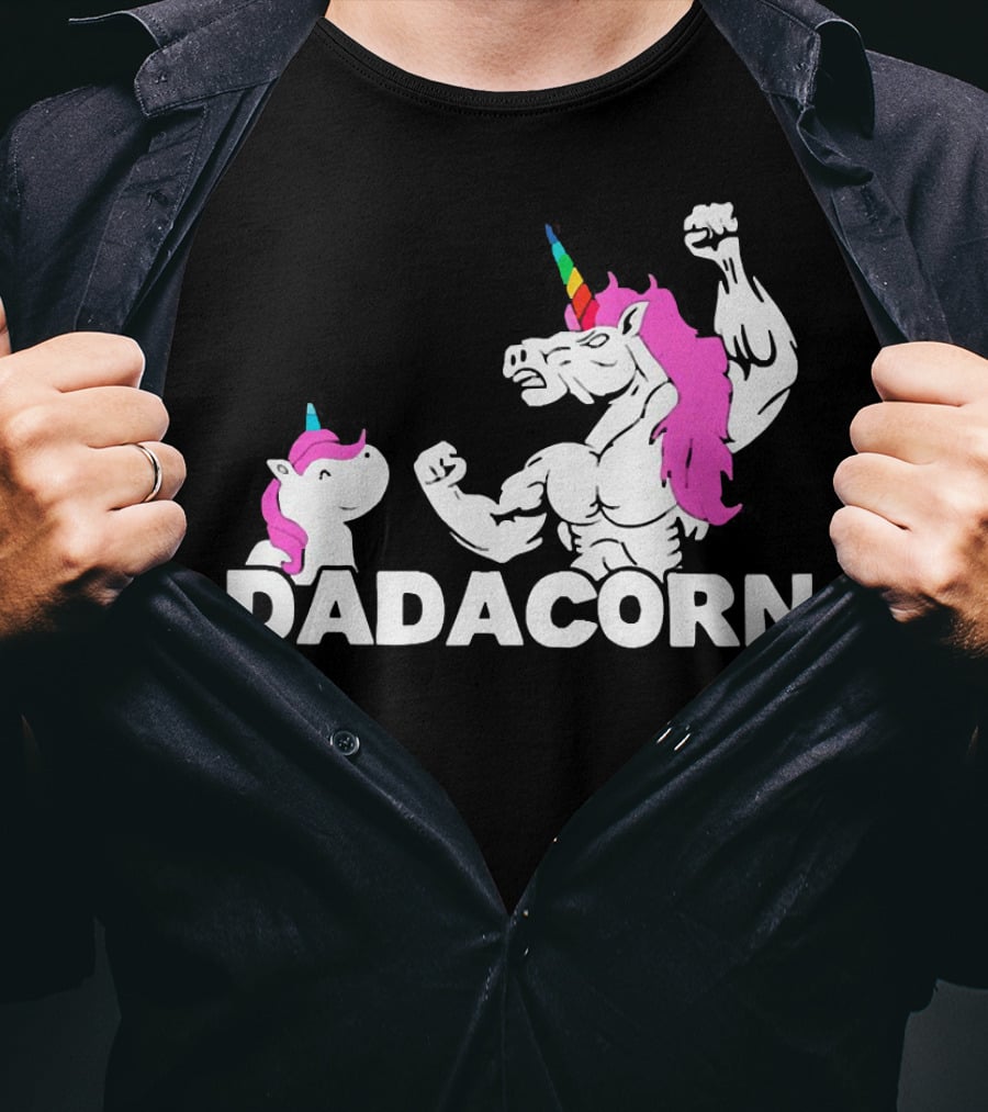 Dadacorn Unicorn Dad Muscular Fantasy T-Shirt