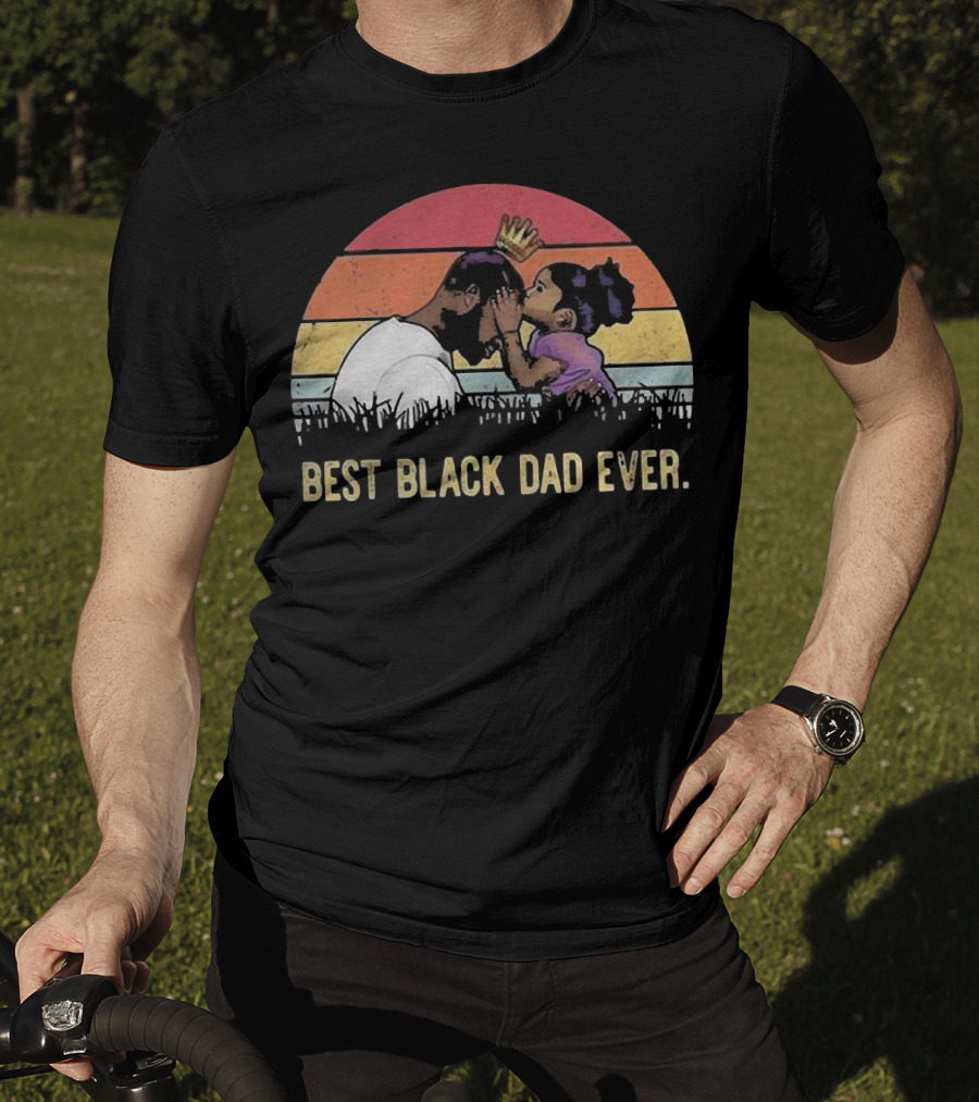 Best Black Dad Ever Vintage Sunset Father And Daughter T-Shirt